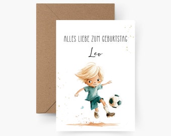 Birthday card footballer personalized with name A6, birthday card child, Happy Birthday, children's birthday, birthday card boy