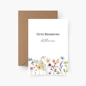 Gute Besserung Karte mit Name personalisiert, Karte zur Genesung, Karte A6, Postkarte, Alles wird gut, Genesungswünsche