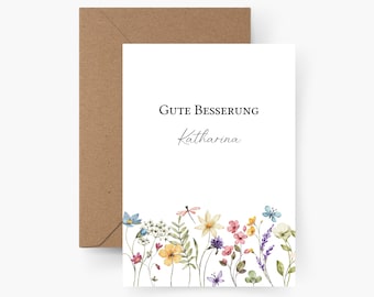 Get well soon card personalized with name, recovery card, A6 card, postcard, everything will be fine, get well wishes