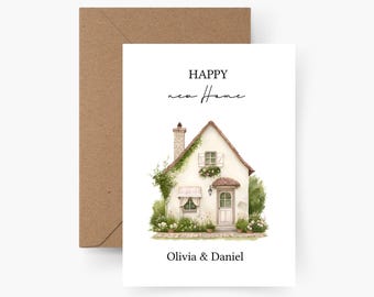 Tarjeta de inauguración personalizada, tarjeta de mudanza, acuarela, papel texturizado, postal, Feliz nuevo hogar, regalo de inauguración, fiesta de inauguración