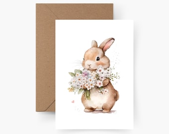 Carte de Pâques lapin de Pâques, aquarelle, papier texturé, jeu de cartes de Pâques, enveloppes, nid de Pâques, vœux de Pâques, carte postale, cartes de Pâques, carte de Pâques