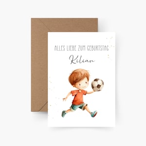 Geburtstagskarte Fußballer personalisiert mit Namen A6, Geburtstagskarte Kind, Happy Birthday, Kindergeburtstag, Geburtstagskarte Junge