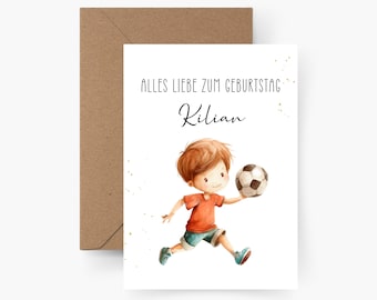 Birthday card footballer personalized with name A6, birthday card child, Happy Birthday, children's birthday, birthday card boy