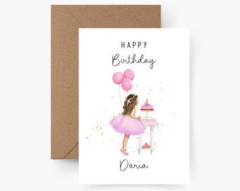 Personalized birthday card for girls with name, A6 size, birthday card, Happy Birthday, children's birthday, greeting card
