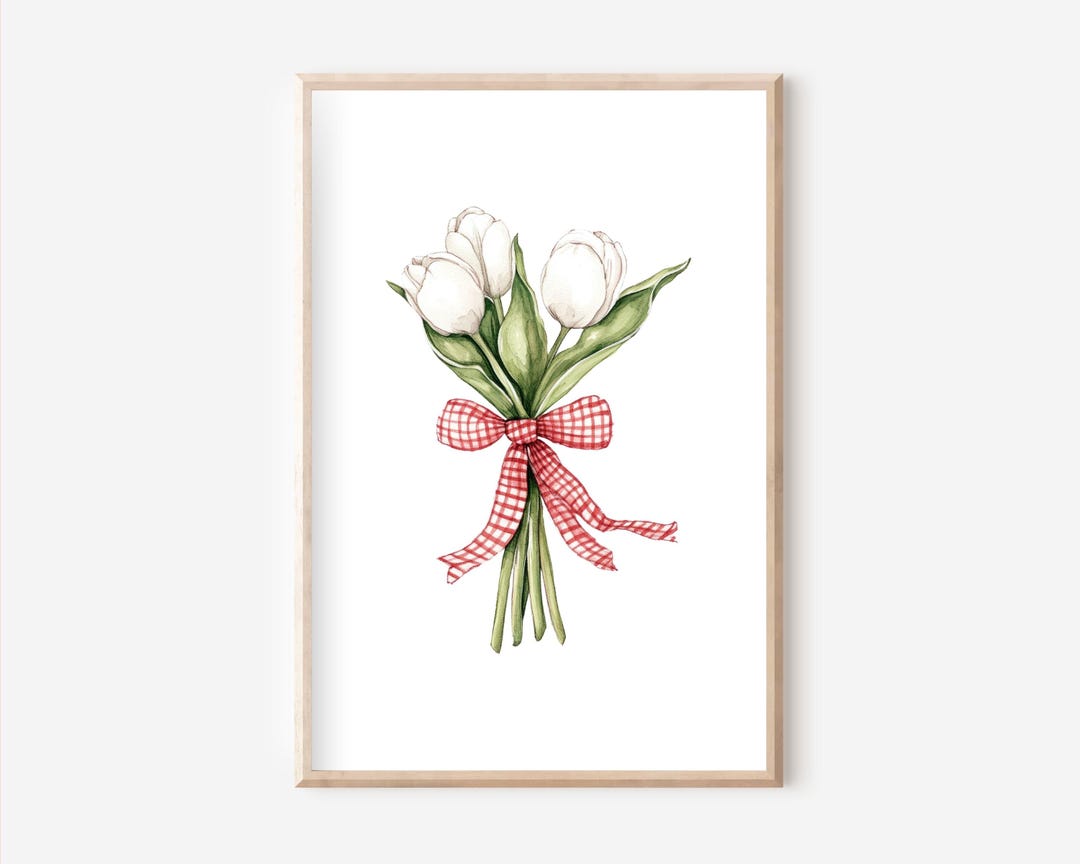 White Tulips Poster A4, Poster Set, Flower Poster, Tulip Wall Art ...