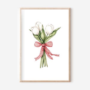 Póster de tulipanes blancos A4, juego de pósteres, póster de flores, arte mural de tulipanes, póster para el hogar, arte mural