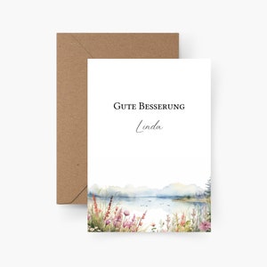 Gute Besserung Karte mit Name personalisiert, Karte zur Genesung, Karte A6, Postkarte, Alles wird gut, Genesungswünsche