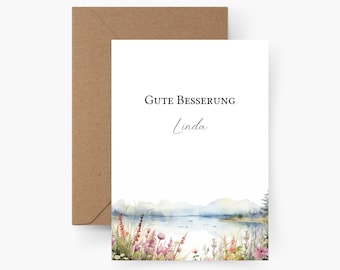 Get well soon card personalized with name, recovery card, A6 card, postcard, everything will be fine, get well wishes