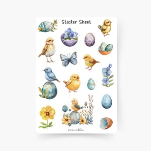 Vögel Frühling Sticker Sheet, Frühlingszeit, Tulpen, Sommer, Ausflug, Blumen, Ostereier, Vogel