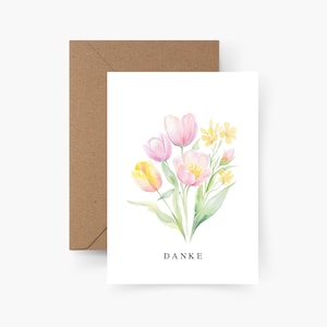 Danke Karte A6, Zusammenhalt, Beste Freunde, Freundesgruppe, Kleines Dankeschön, A6, Aquarell, Strukturpapier, Vielen Dank
