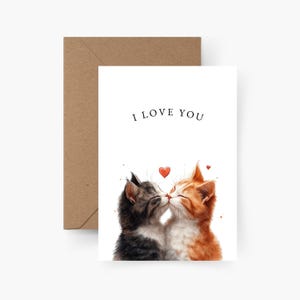 I love you Valentinstagskarte A6, Liebe, Postkarte, Valentinskarte, Jahrestag, Hochzeitstag, Liebe Tinder, Valentinstag Katze