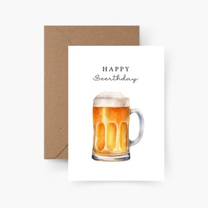 Geburtstagskarte Happy Beethday A6, Aquarell, Happy Birthday, Runder Geburtstag, Geburtstagsgruß, Postkarte, Geburtstagskarte Mann