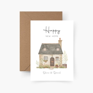 Carte de pendaison de crémaillère personnalisée, carte de pendaison de crémaillère, aquarelle, papier texturé, carte postale, nouvelle maison heureuse, cadeau de pendaison de crémaillère, fête de pendaison de crémaillère