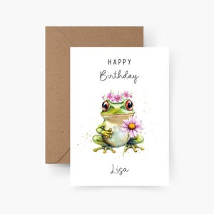 Verjaardagskaart kikker gepersonaliseerd met naam A6, kaart verjaardag, Gefeliciteerd, kinderverjaardag, felicitatiekaart, wenskaart