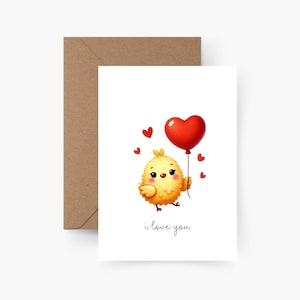 Ti amo biglietto di San Valentino A6, amore, cartolina, biglietto di San Valentino, anniversario, anniversario di matrimonio, amore Tinder, pulcino di San Valentino