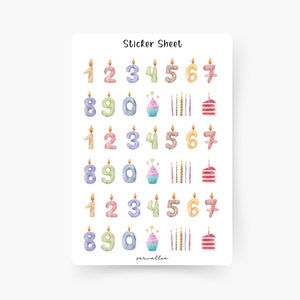 Geburtstag Sticker Sheet, Happy Birthday, Birthday, Geschenk, Party, Geburtstagskerze, Geburtstagskarte