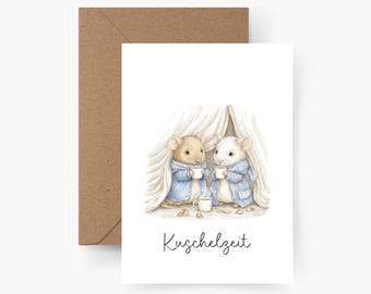 Christmas card winter motif cuddle time A6, card set Christmas, Christmas, Christmas mail, postcard, X-mas, Merry Christmas