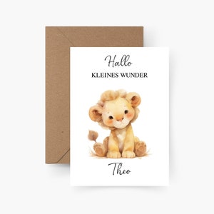 Carte de naissance personnalisée A6, Bonjour petit miracle, carte de naissance personnalisée, cadeau, bébé, baptême, aquarelle, papier texturé