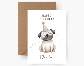 Personalized birthday card for dogs with name, A6 size, birthday card, Happy Birthday, children's birthday, greeting card, greeting card