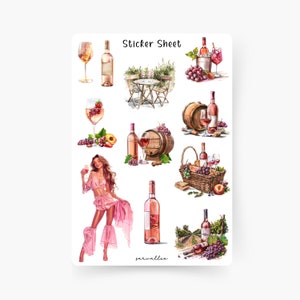 Wein Sticker Sheet, Winelover, Sommer, Aesthetic, Weingeschenk, Vino, Weinliebhaber