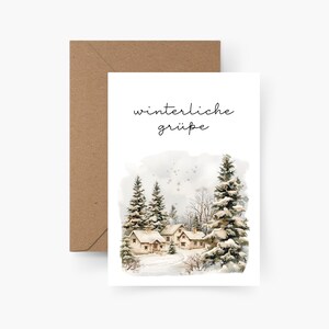 Cartolina di Natale auguri invernali A6, acquerello, carta ruvida, set di cartoline di Natale, Natale, posta di Natale, cartolina, Natale
