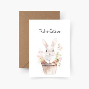 Coniglietto Buona Pasqua, acquerello, carta ruvida, set di cartoline pasquali, buste, cestino pasquale, auguri pasquali, cartoline, cartoline pasquali, cartoline pasquali