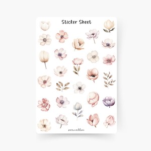 Blumen Sticker Sheet, Frühling, Blümchen, Sommer, Frühling, Blumenwiese, Pastell Blumen