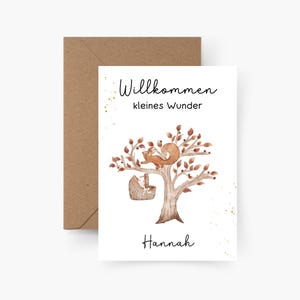 Carte de naissance personnalisée A6, bienvenue petit miracle, carte de naissance personnalisée, cadeau, bébé, baptême, aquarelle, papier texturé