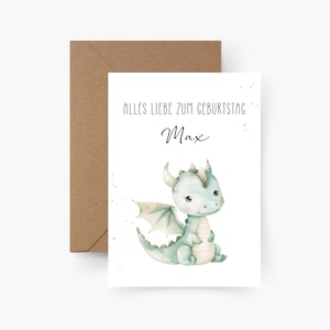 Geburtstagskarte Drache personalisiert mit Namen A6, Geburtstagskarte Kind, Happy Birthday, Kindergeburtstag, Geburtstagskarte Kind