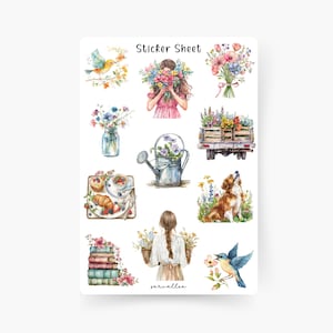 Blooming Spring Sticker Sheet, Frühling, Tulpen, Sommer, Ausflug, Blumen, Frühling, Frühlingszeit, Romantisch
