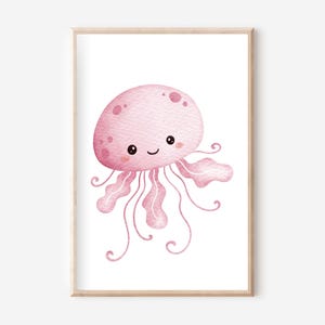 Póster de medusas A4, set de pósteres, póster de animales submarinos, arte mural de medusas, póster de animales, arte mural de animales, arte mural marino