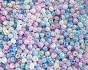 Mix Rocailles Shiny Ø 4 mm * 50g *  Glasperlen * 6/0 * Perlenmischung (0,79EUR/g),  Bastelmix, Pastell