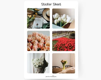 Tulips Sticker Sheet, Spring, Tulip Flowers, Summer, Flowers, Bouquet