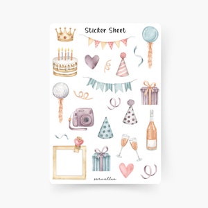 Geburtstag Sticker Sheet, Happy Birthday, Birthday, Geschenk, Party, Happy B-day