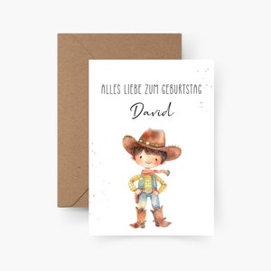 Geburtstagskarte Cowboy personalisiert mit Namen A6, Geburtstagskarte Kind, Happy Birthday, Kindergeburtstag, Geburtstagskarte Junge