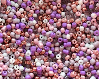 Mix Rocailles Lila Roze Ø 4 mm * 50g * Glaskralen * 6/0 * Kralenmix (7,98EUR/100g), ambachtelijke mix, pastel