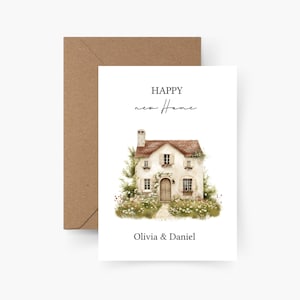 Carte de pendaison de crémaillère personnalisée, carte de pendaison de crémaillère, aquarelle, papier texturé, carte postale, nouvelle maison heureuse, cadeau de pendaison de crémaillère, fête de pendaison de crémaillère