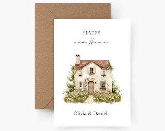 Tarjeta de inauguración personalizada, tarjeta de mudanza, acuarela, papel texturizado, postal, Feliz nuevo hogar, regalo de inauguración, fiesta de inauguración