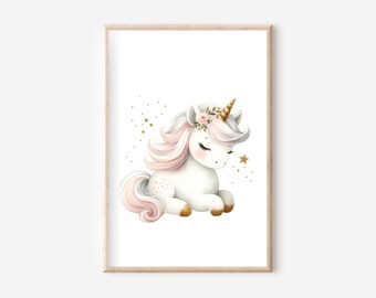 Unicorn Poster A4, Poster Set, Unicorn Posters, Unicorn Wall Art, Animal Posters, Animal Wall Art