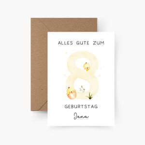 Carte de 8e anniversaire personnalisée avec le nom A6, joyeux anniversaire, carte d'anniversaire enfant, anniversaire d'enfant