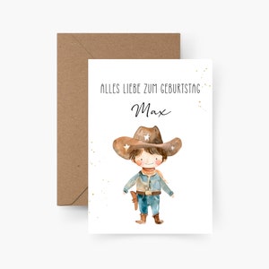 Geburtstagskarte Cowboy personalisiert mit Namen A6, Geburtstagskarte Kind, Happy Birthday, Kindergeburtstag, Geburtstagskarte Junge