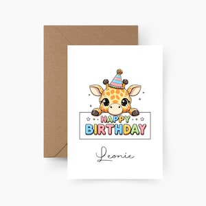 Geburtstagskarte personalisiert mit Namen A6, Geburtstagskarte Tier, Happy Birthday, Geburtstagskarte Kind, Kindergeburtstag, Postkarte