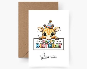 Birthday card personalized with name A6, birthday card animal, Happy Birthday, birthday card child, children's birthday, postcard