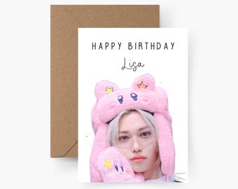 Birthday card Stray Kids personalized with name A6, card birthday, Happy Birthday, greeting card, Kpop Birthday Card, Felix