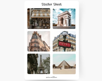 Paris Sticker Sheet, Spring, Parisian, Summer, Aesthetic, City, City Trip, France, Vacation