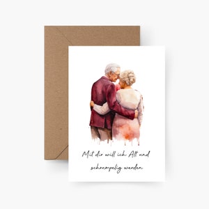Valentinstagskarte Pärchen A6, Aquarell, Strukturpapier, Für immer wir, Liebe, Valentinstagsgruß, Postkarte, Valentinstag Karte