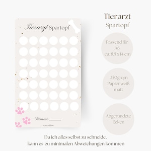 Veterinärsparpott, sparutmaning, husdjurssparutmaning, spara med utmaningar, A6-kalenderinlägg, månadsbudget