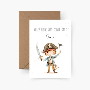 Geburtstagskarte Pirat personalisiert mit Namen A6, Geburtstagskarte Kind, Happy Birthday, Kindergeburtstag, Geburtstagskarte Junge
