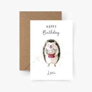Verjaardagskaart egel gepersonaliseerd met naam A6, kaart verjaardag, Gefeliciteerd, kinderverjaardag, felicitatiekaart, wenskaart