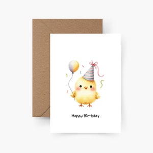 Geburtstagskarte Happy Birthday Küken A6, Aquarell, Strukturpapier, Happy Birthday, Runder Geburtstag, Geburtstagsgruß, Postkarte
